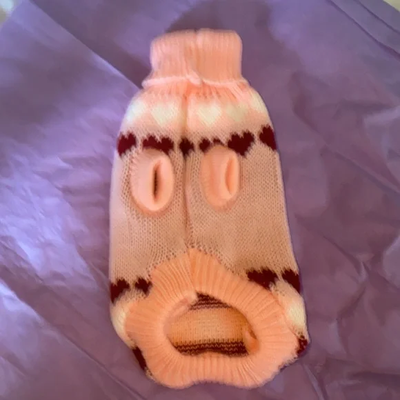 Pink Dog Sweater with hearts Small - Picture 6 of 7